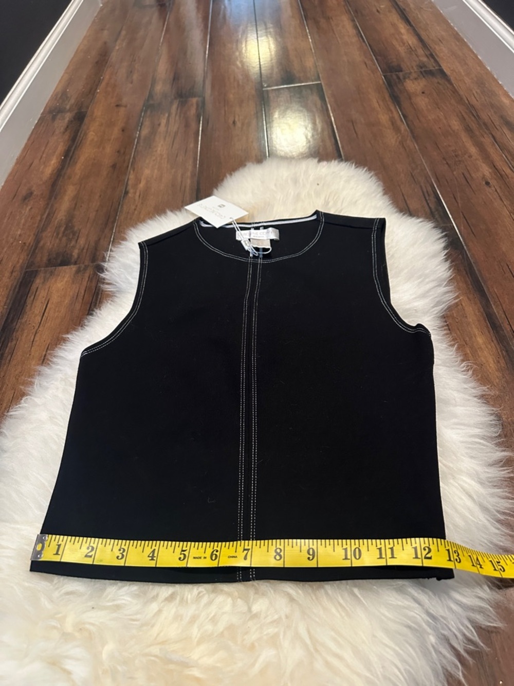 Caroline Constas Black Tank with White Contrast Stitching - Picture 3 of 8